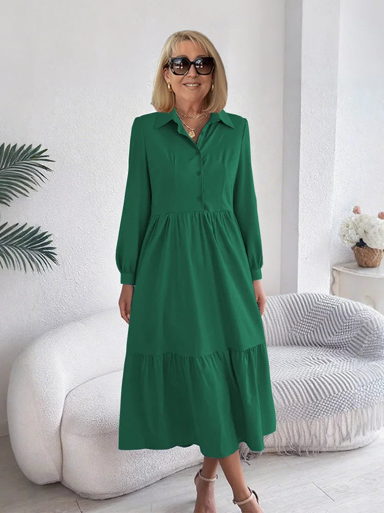 SOPHIA | ELEGANT COMFORT RUFFLE SHIRT DRESS
